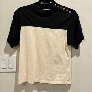 NWOT Yvette Top by Nation LTD XS Functional Gold Snaps, mock neck, color block